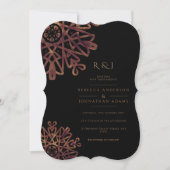 Chic Black en Golden Ornamental Pattern Wedding Kaart (Voorkant)