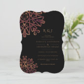 Chic Black en Golden Ornamental Pattern Wedding Kaart (Staand voorkant)