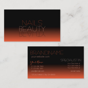 Chic Black en Oranje Mirror Font Classic Stylish Visitekaartje