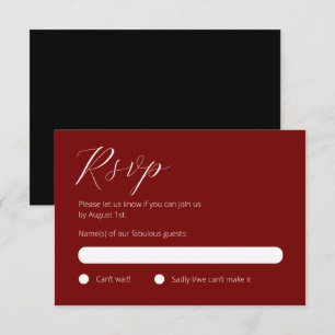 Chic Black en Red RSVP-kaart RSVP Kaartje