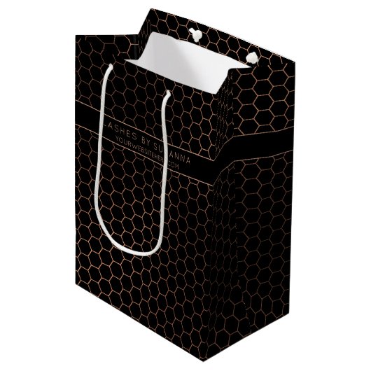 Chic Black en Roos Gold geometric Medium Cadeauzakje (Voorkant Gekanteld)