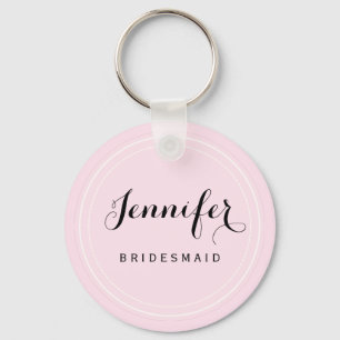 Chic Black en Roze personaliseren Bridesmaid Sleutelhanger