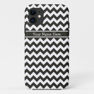 Chic Black en White Chevrons Pattern iPhone 11 Hoesje