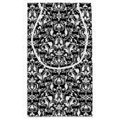 Chic Black en White Damask Klein Cadeauzakje (Achterkant)