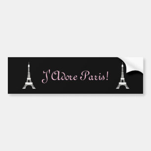 Chic Black en White French Style Eiffel Towers Bumpersticker