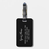 Chic Black en White Giraffe Print Silver Grey Bow Bagagelabel (Achterkant verticaal)