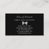 Chic Black en White Giraffe Print Silver Grey Bow Visitekaartje (Achterkant)