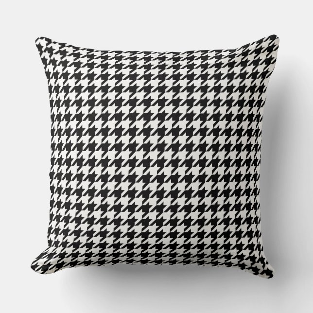 Chic Black en White Houndstooth Pattern Kussen (Voorkant)
