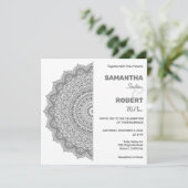 Chic Black en White Mandala Wedding Invitation Kaart (Staand voorkant)