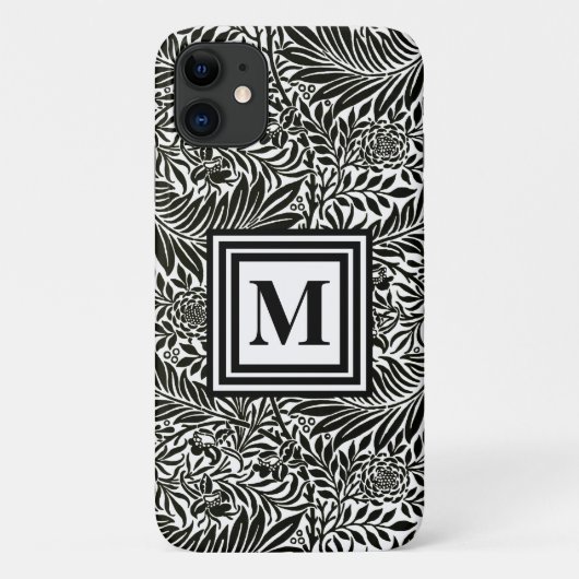 Chic Black en White Monogrammed Botanical Pattern Case-Mate iPhone Case (Achterkant)