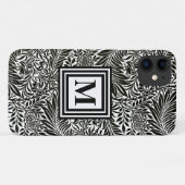 Chic Black en White Monogrammed Botanical Pattern Case-Mate iPhone Case (Achterkant (horizontaal))