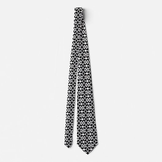 Chic Black en White Pattern Stropdas (Achterkant)