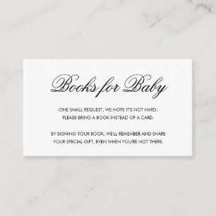 Chic Black en White Script Books voor Baby Informatiekaartje