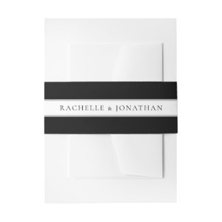 Chic Black en White Simple Wedding Uitnodigingen Wikkel