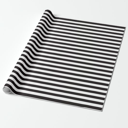 Chic Black en White Stripes Cadeaupapier (Uitgerold)