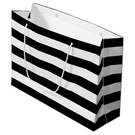 Chic Black en White Stripes Large Cadeautasje
