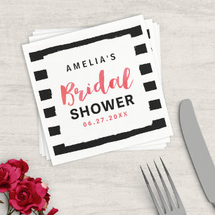 Chic Black en White Stripes Red Vrijgezellenfeest Servetten