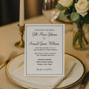 Chic Black en White Wedding Kaart