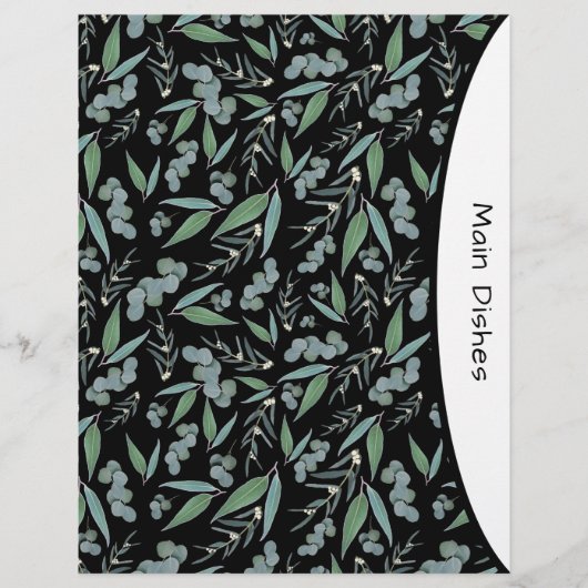 Chic Black Eucalyptus Greenery Recipe Divider Page (Voorkant)