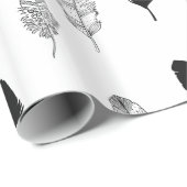 Chic Black Feathers verjaardag Cadeaupapier (Rol Hoek)