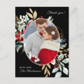 Chic Black Floral Bedankt Berichten Briefkaart (Voorkant)