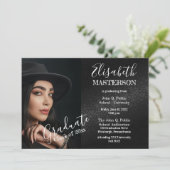 Chic Black Foto Afstuderen Annountation Party Kaart (Staand voorkant)