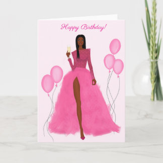 Chic Black Girl Birthday Card Kaart