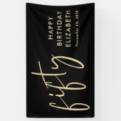 Chic Black Gold 50e verjaardagsfeestje Spandoek (Verticaal)