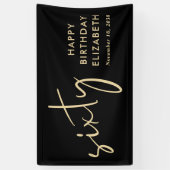 Chic Black Gold 60th Birthday Party Spandoek (Verticaal)