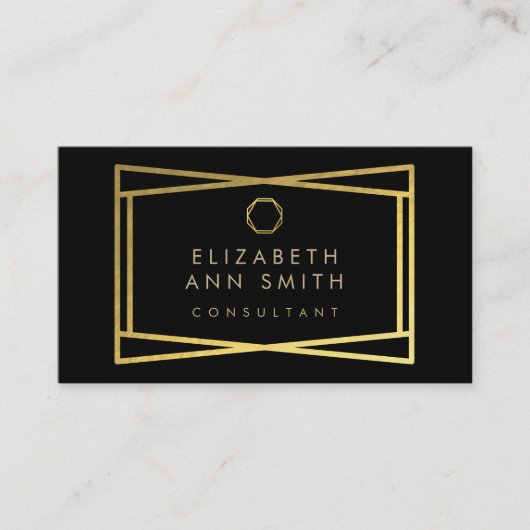 Chic Black Gold Abstract Pattern Visitekaartje (Voorkant)