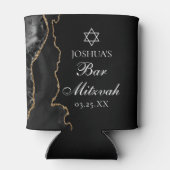 Chic Black Gold Agate Bar Mitswa Party Blikjeskoeler (Achterkant)