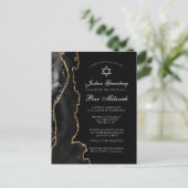 Chic Black Gold Agate Bar Mitzvah Party Invitation (Debout devant)