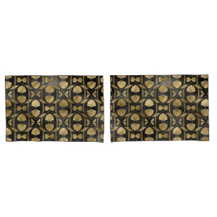 Chic Black & Gold Art Deco Shell Pattern Kussensloop