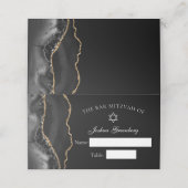 Chic Black Gold Bar Mitswa Place Card (Buitenkant ongevouwen)