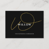 Chic Black & Gold Calligraphy Script QR Code Visitekaartje (Voorkant)