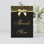 Chic Black Gold Chevrons Diamond Bow Merci (Debout devant)