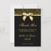Chic Black Gold Chevrons Diamond Bow Merci (Dos)