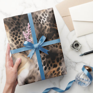 Chic Black Gold Cream Leopard Animal Print Cadeaupapier