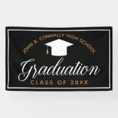 Chic Black Gold Custom High School Afstuderen Spandoek (Horizontaal)