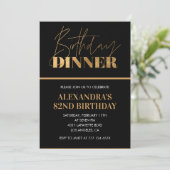 Chic Black Gold Dinner 82e anniversaire invitation (Debout devant)