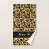 Chic Black Gold Empreinte de léopard personnalisé (Serviette à main)