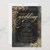 Chic Black Gold Faire-part de mariage (Devant)