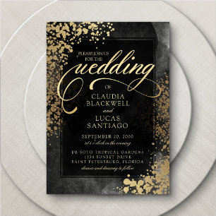 Chic Black Gold Faire-part de mariage