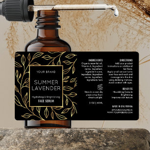 Chic Black & Gold Floral 2 OZ Étiquette de bouteil