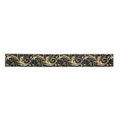 Chic Black Gold Floral Scroll Modern Pattern Lint (Voorkant)