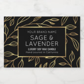 Chic Black & Gold Floral Waterproof Étiquette prod (Étiquettes simples)