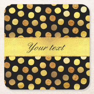 Chic Black Gold Foil Confetti Stippen Vierkante Kartonnen Onderzetter