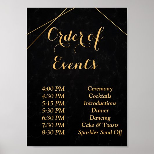 Chic Black & Gold Geometric lijst Order Poster (Voorkant)