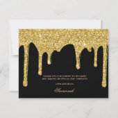 Chic Black Gold Glitter Drips Party Bedankt (Achterkant)
