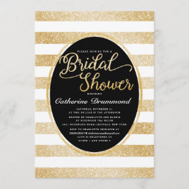 Chic Black Gold Glitter Gepersonaliseerd Vrijgezel Kaart